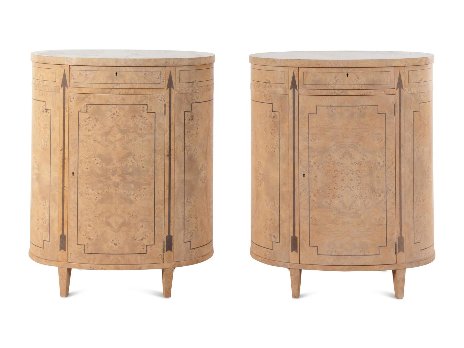 A Pair of Baker Burlwood Cabinets