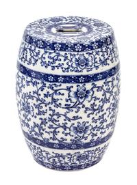 A Chinese Blue and White Porcelain Garden Seat Height 17 3/4 inches. — 20TH CENTURY