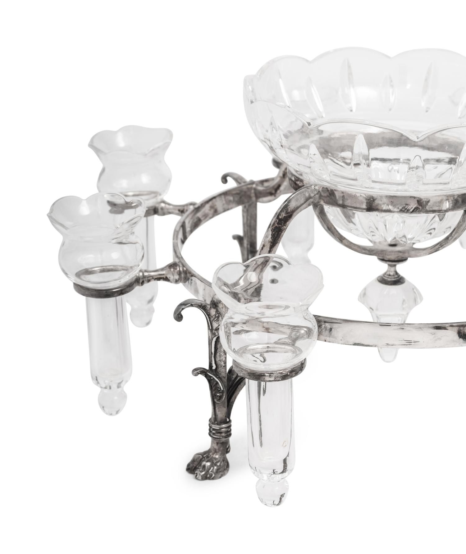 A Victorian Silver-Plate and Glass Epergne