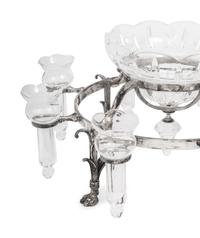 A Victorian Silver-Plate and Glass Epergne