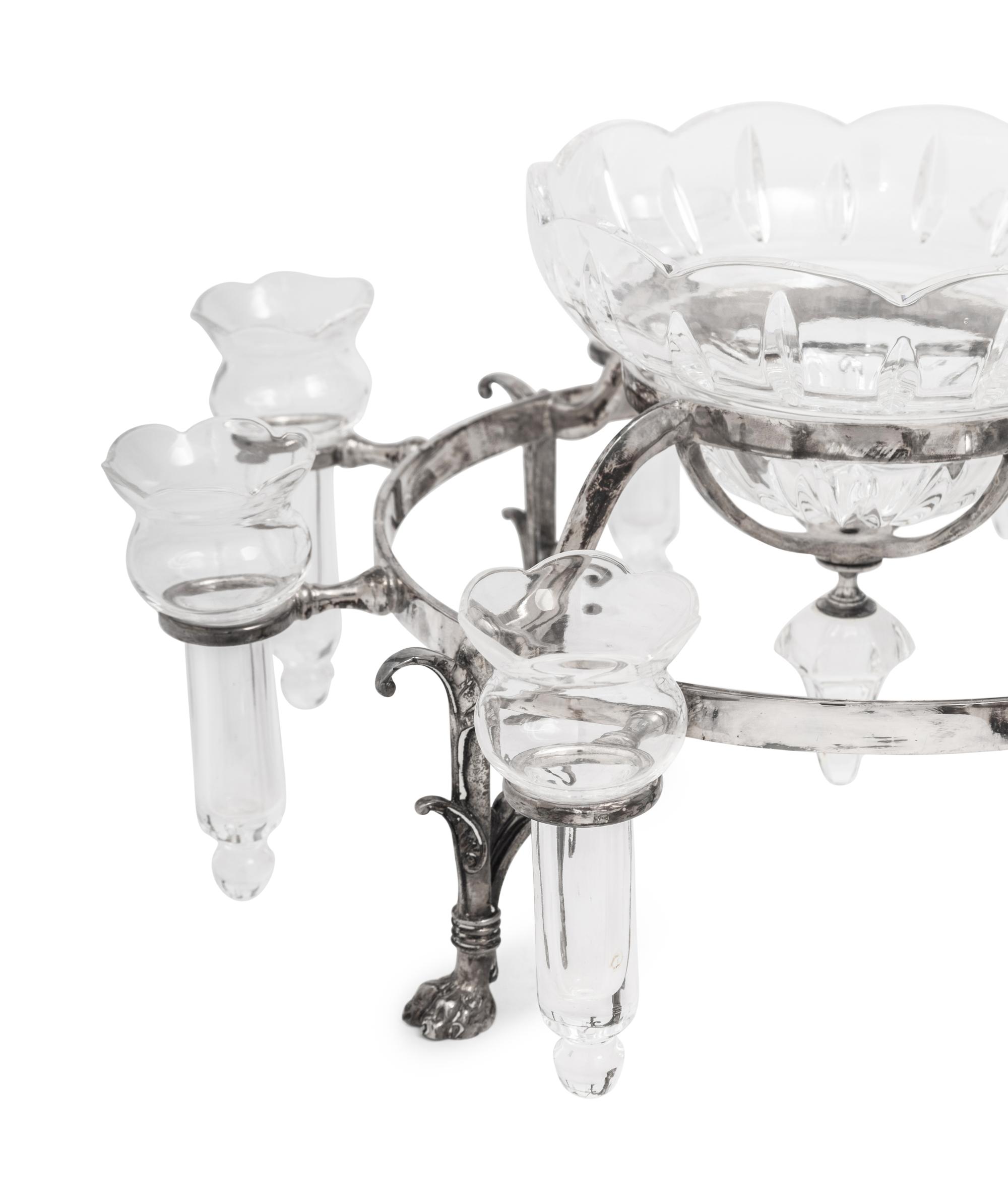 A Victorian Silver-Plate and Glass Epergne