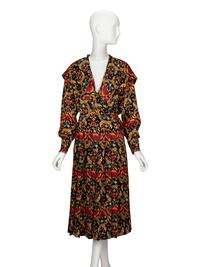 Hermès, Printed Silk Twill Skirt Ensemble