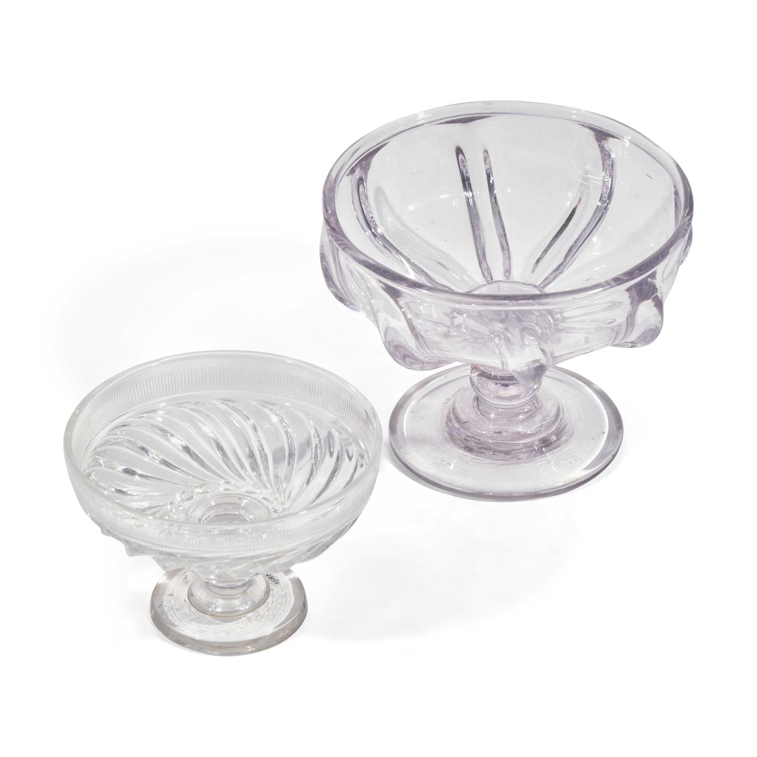 Two Molded Flint Glass Footed Compotes