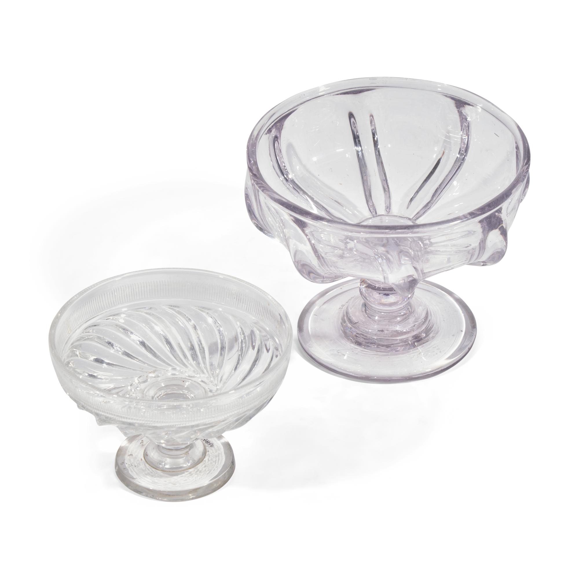 Two Molded Flint Glass Footed Compotes