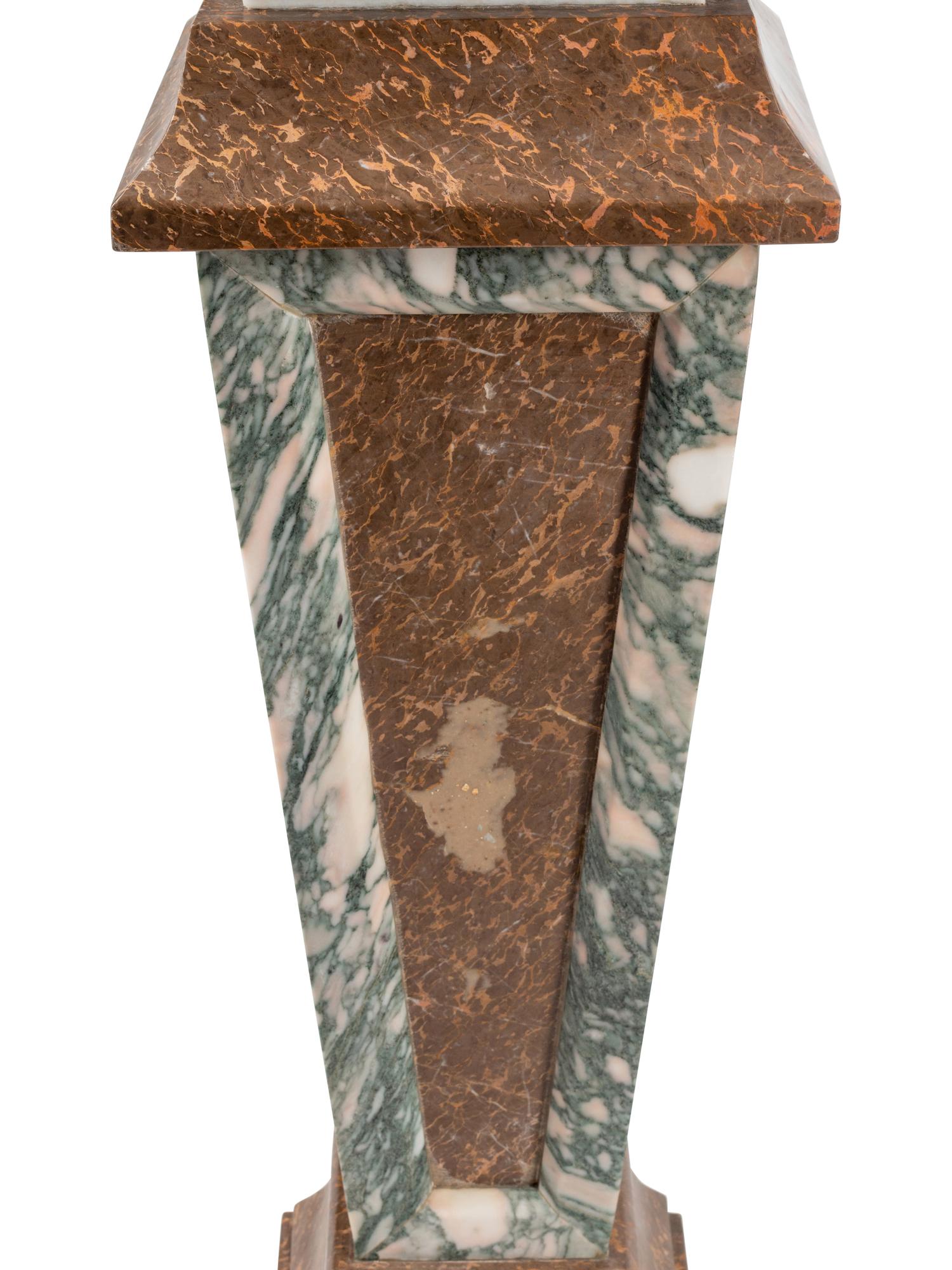 A Pair of Continental Bi-Color Marble Pedestals
