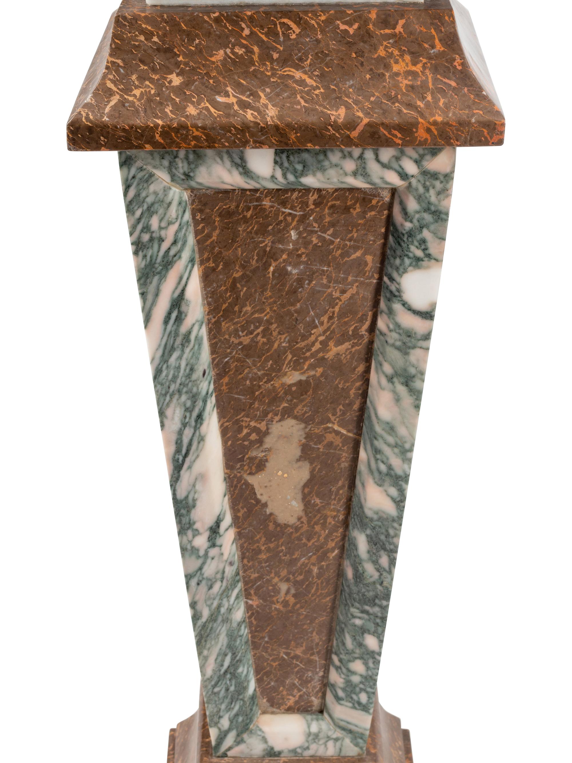 A Pair of Continental Bi-Color Marble Pedestals