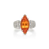 ORANGE GARNET AND DIAMOND RING