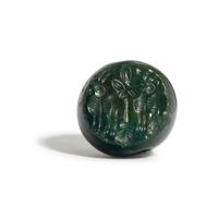 A Sasanian Green Jasper Stamp Seal