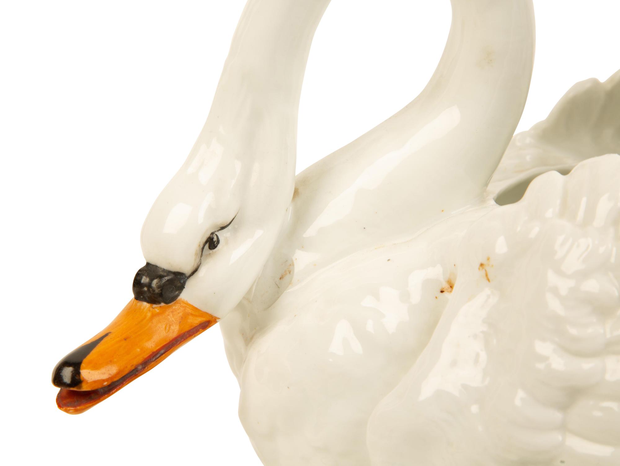 A Meissen Style Porcelain Swan-Form Centerpiece — 19TH CENTURY
