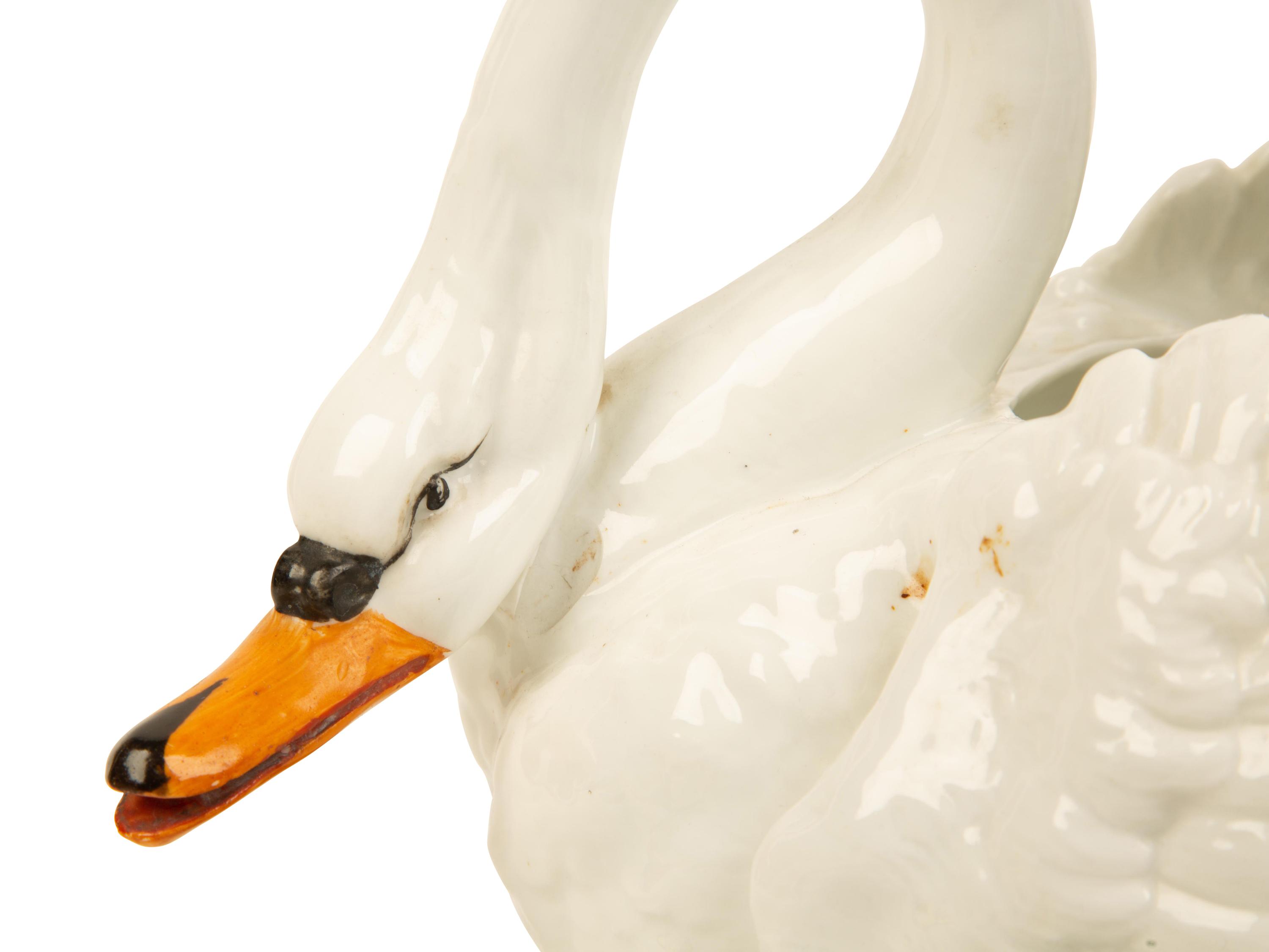 A Meissen Style Porcelain Swan-Form Centerpiece — 19TH CENTURY