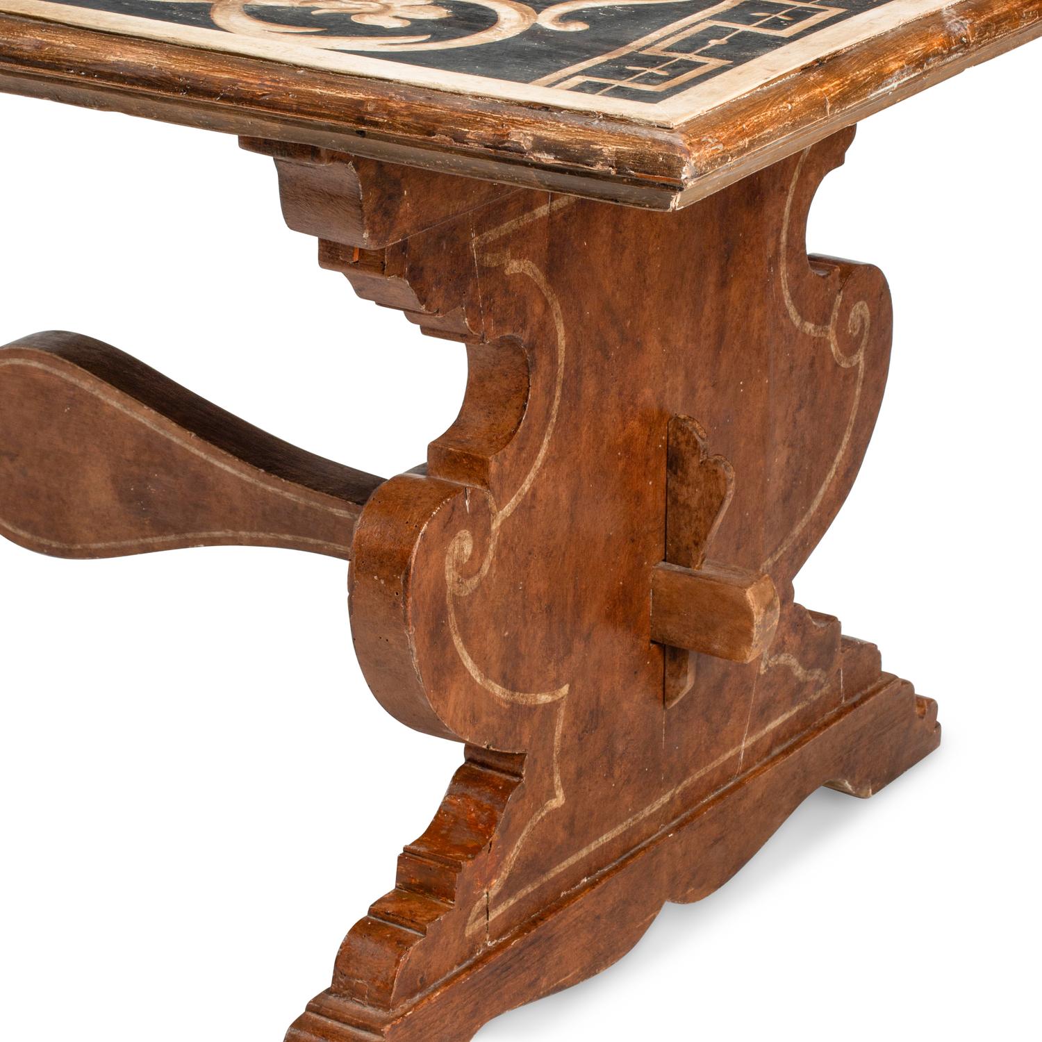An Italian Renaissance Style Painted Trestle Table