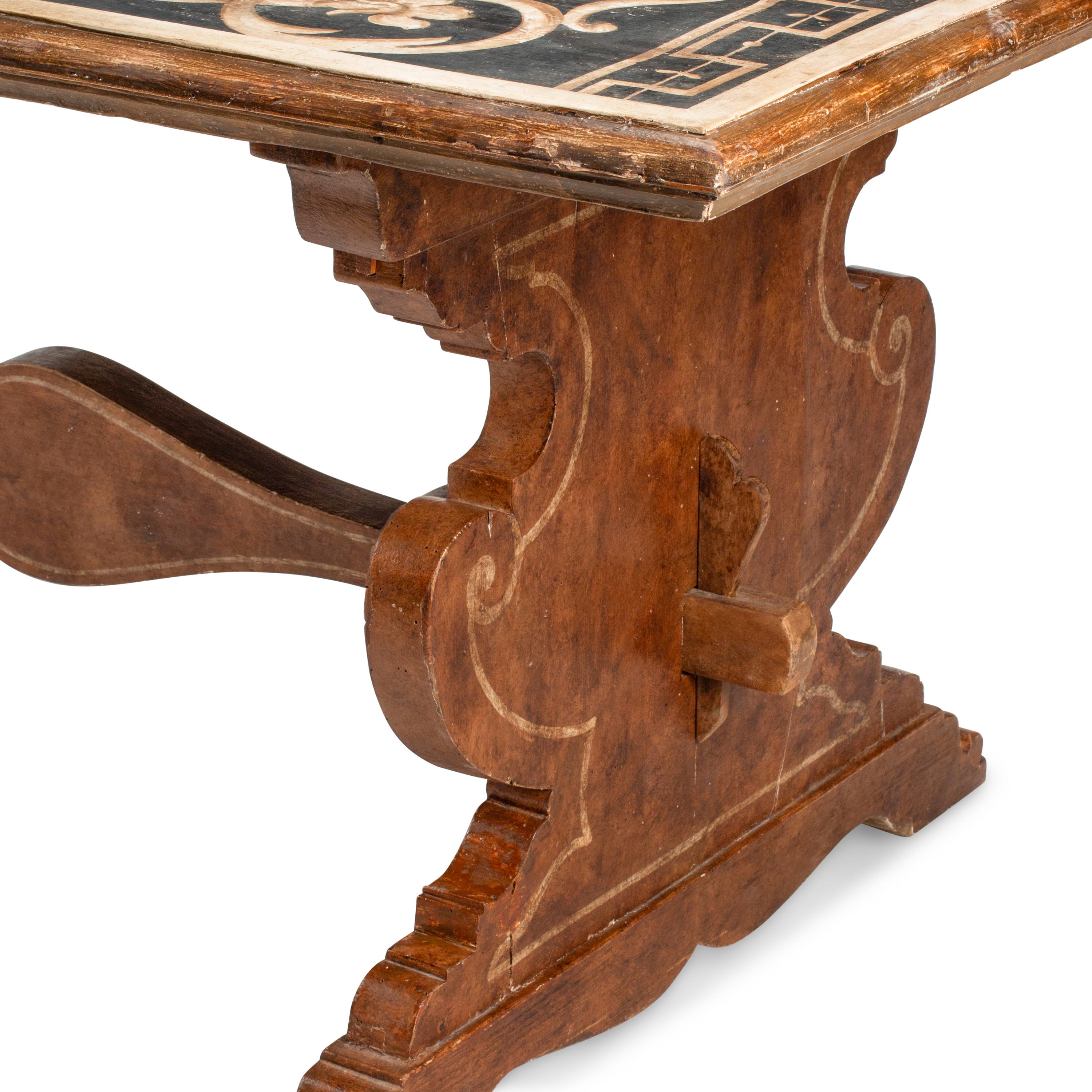 An Italian Renaissance Style Painted Trestle Table