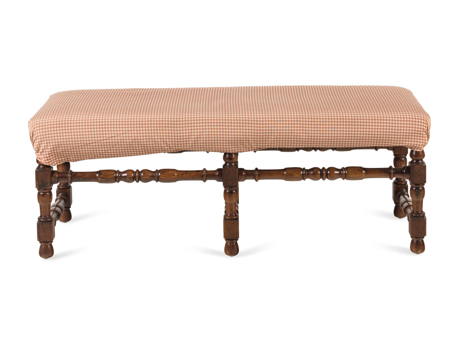 A William and Mary Style Walnut Bench