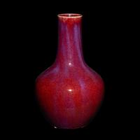 A Chinese Flambé Glazed Porcelain Bottle Vase 窯變釉賞瓶