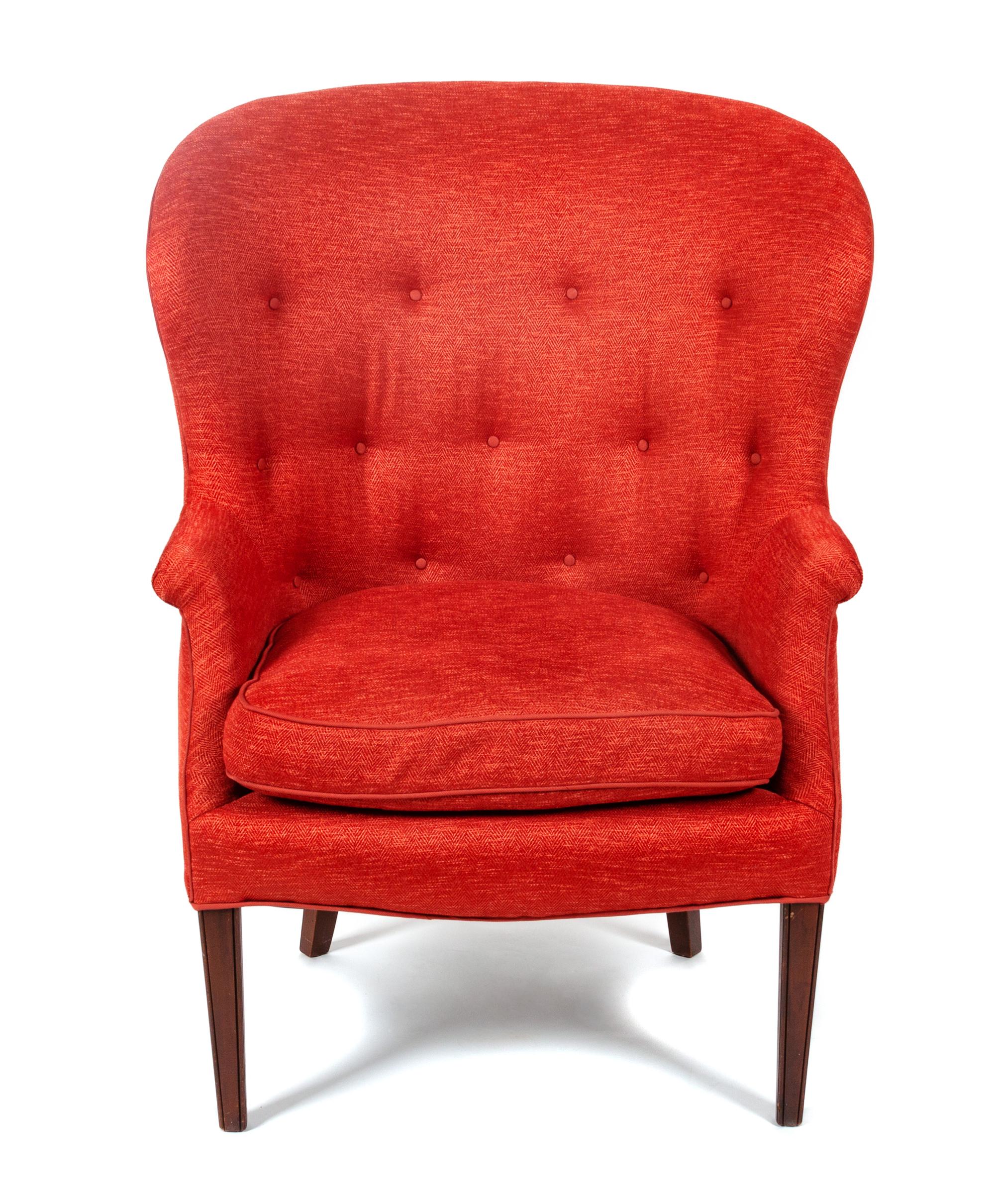 A Modern Button-Tufted Armchair Height 43 1/2 inches.