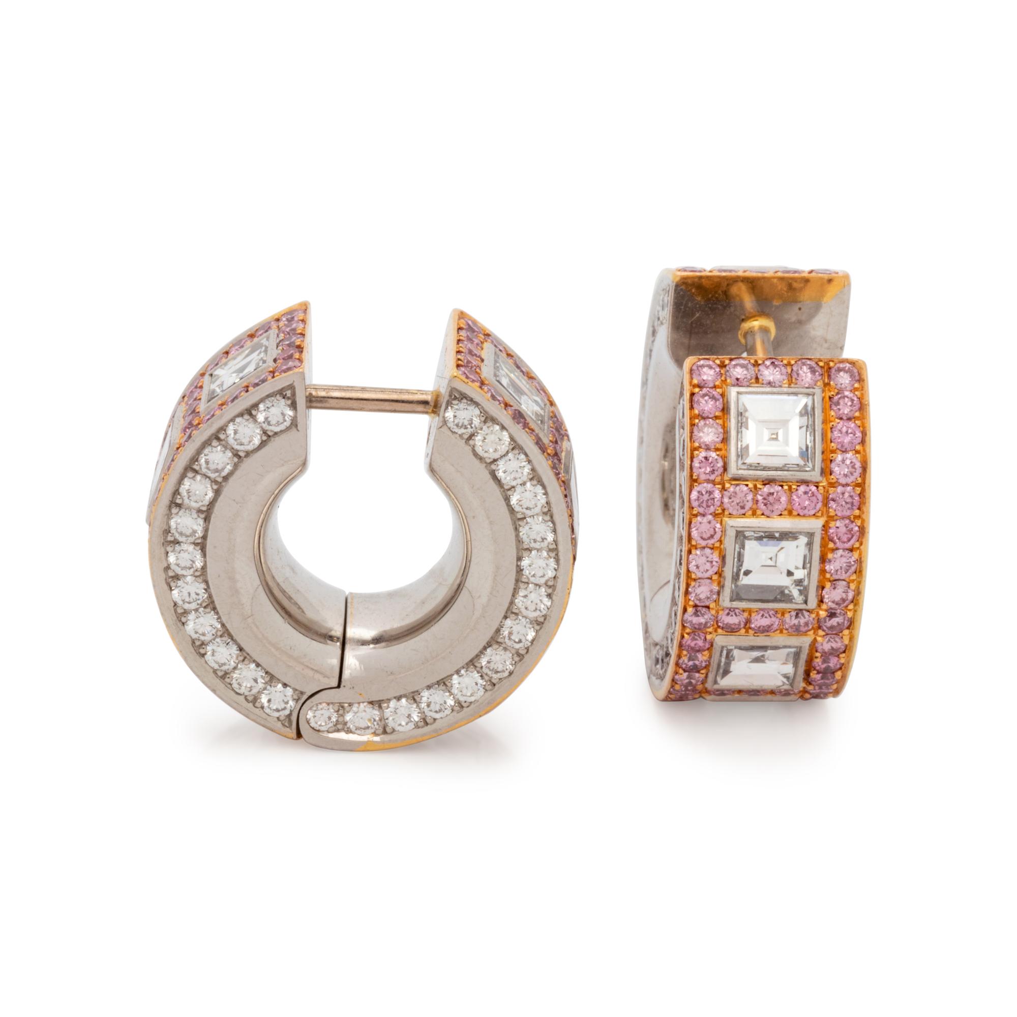 DIAMOND AND COLORED DIAMOND HOOP EARRINGS