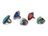 Navajo Sterling Silver Rings, with Inlay