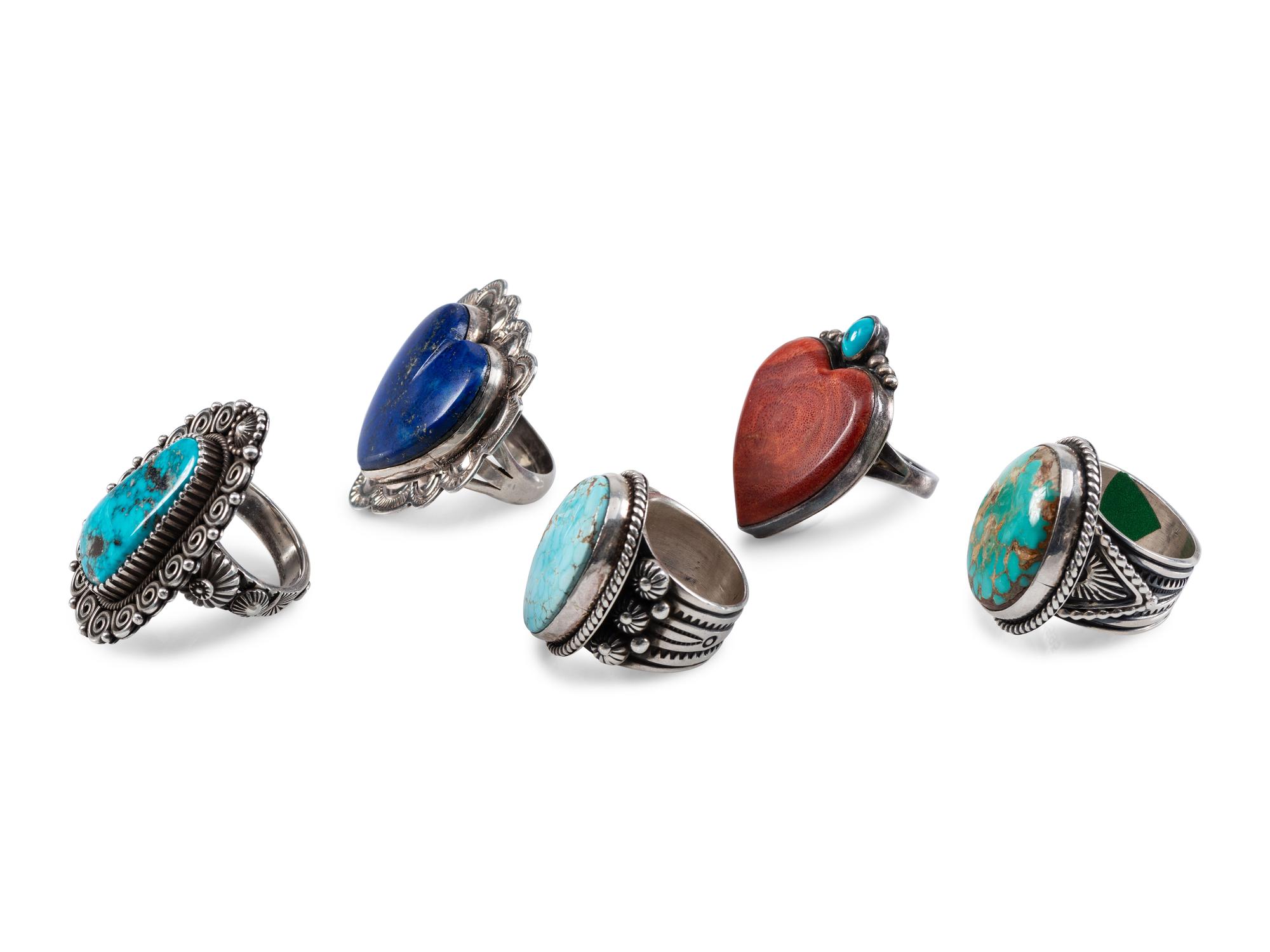 Navajo Sterling Silver Rings, with Inlay