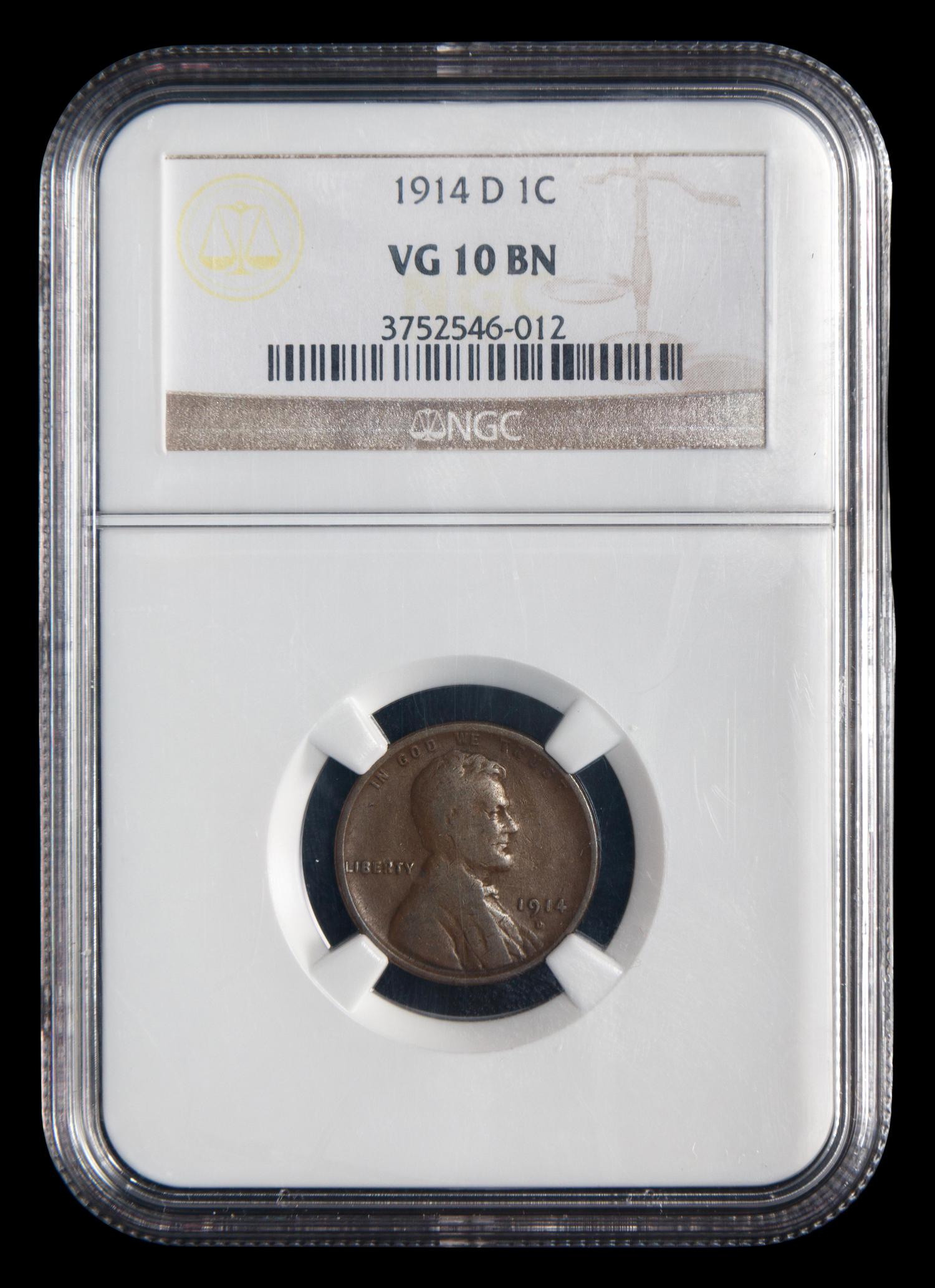 A 1914-D Lincoln 1c Coin (NGC VG10 BN)