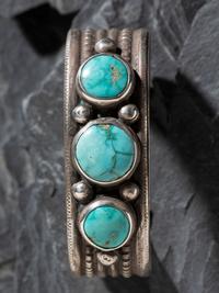Navajo Ingot and Turquoise Cuff Bracelet