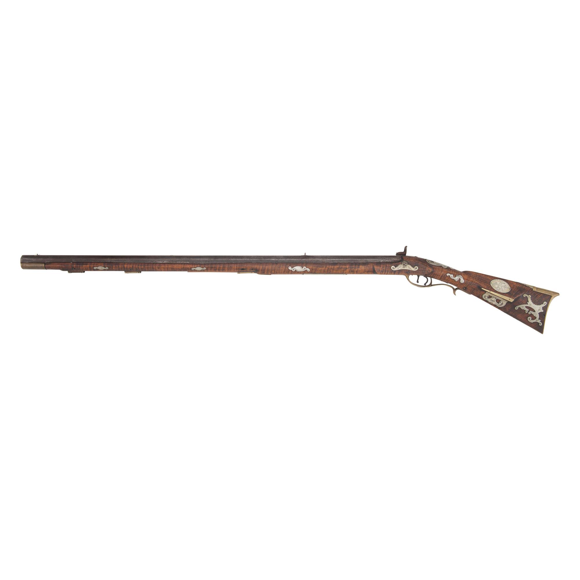 Attractive German Silver Mounted Full Stock Percussion Altered Kentucky Rifle Signed "Armstrong"