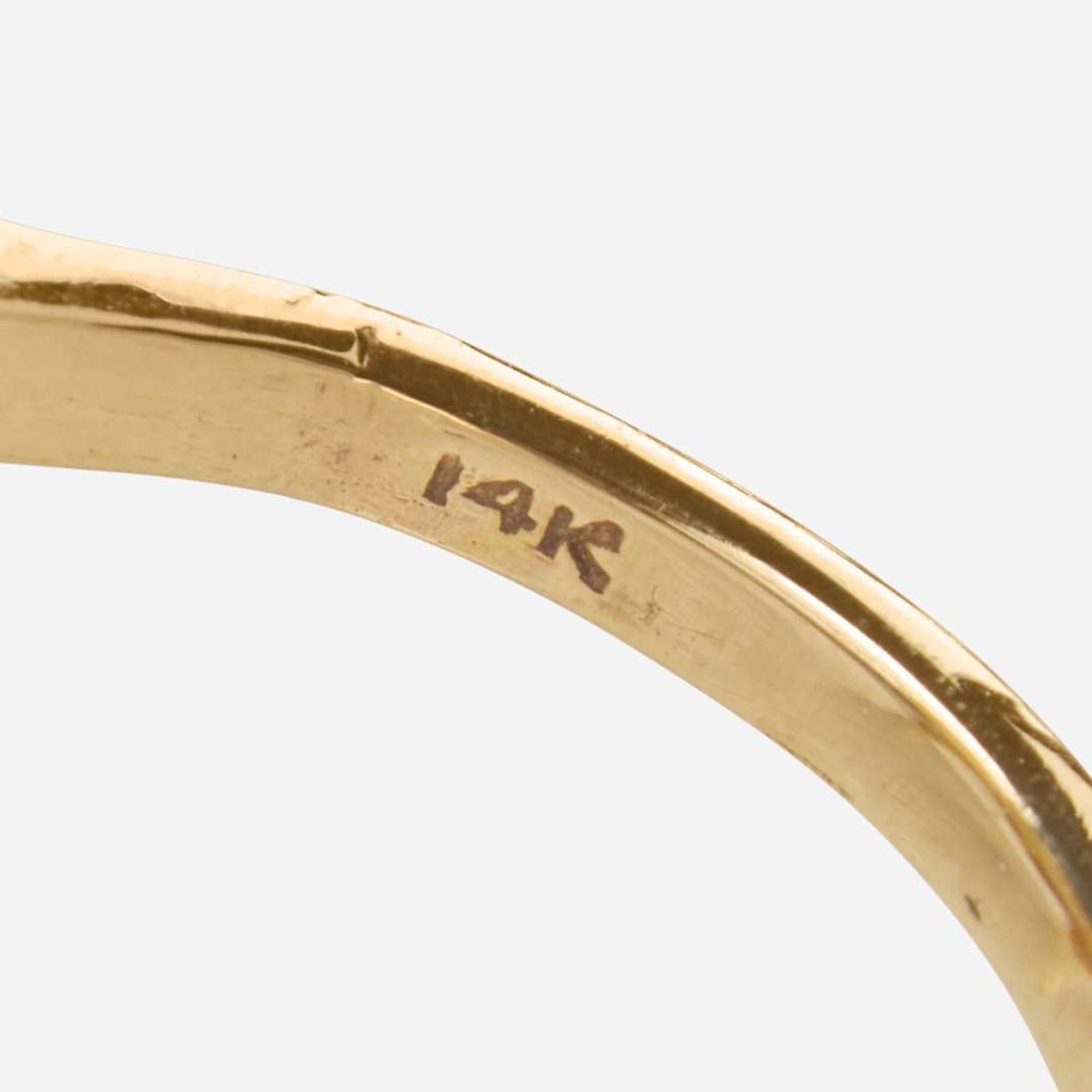 A Collection of Three Yellow Gold and Diamond Rings