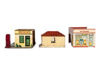 A Group of Toy Service Stations and Cars