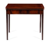 A George III Mahogany Flip-Top Game Table Height 29 x width 35 1/2 x depth 17 3/4 inches. — 19TH CENTURY