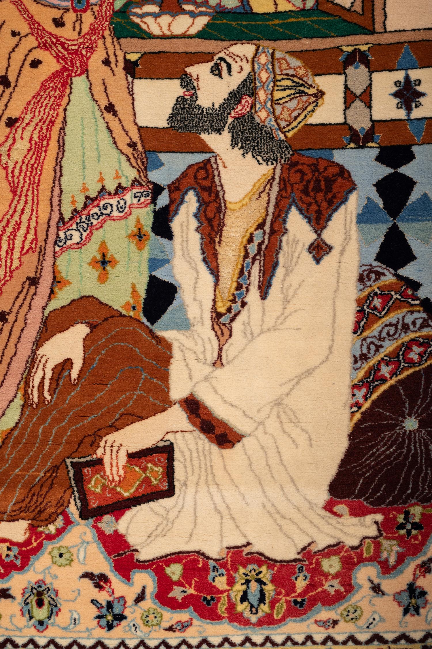 Three Indo-Persian Wool Mats and a Persian Pictorial Wool Mat
