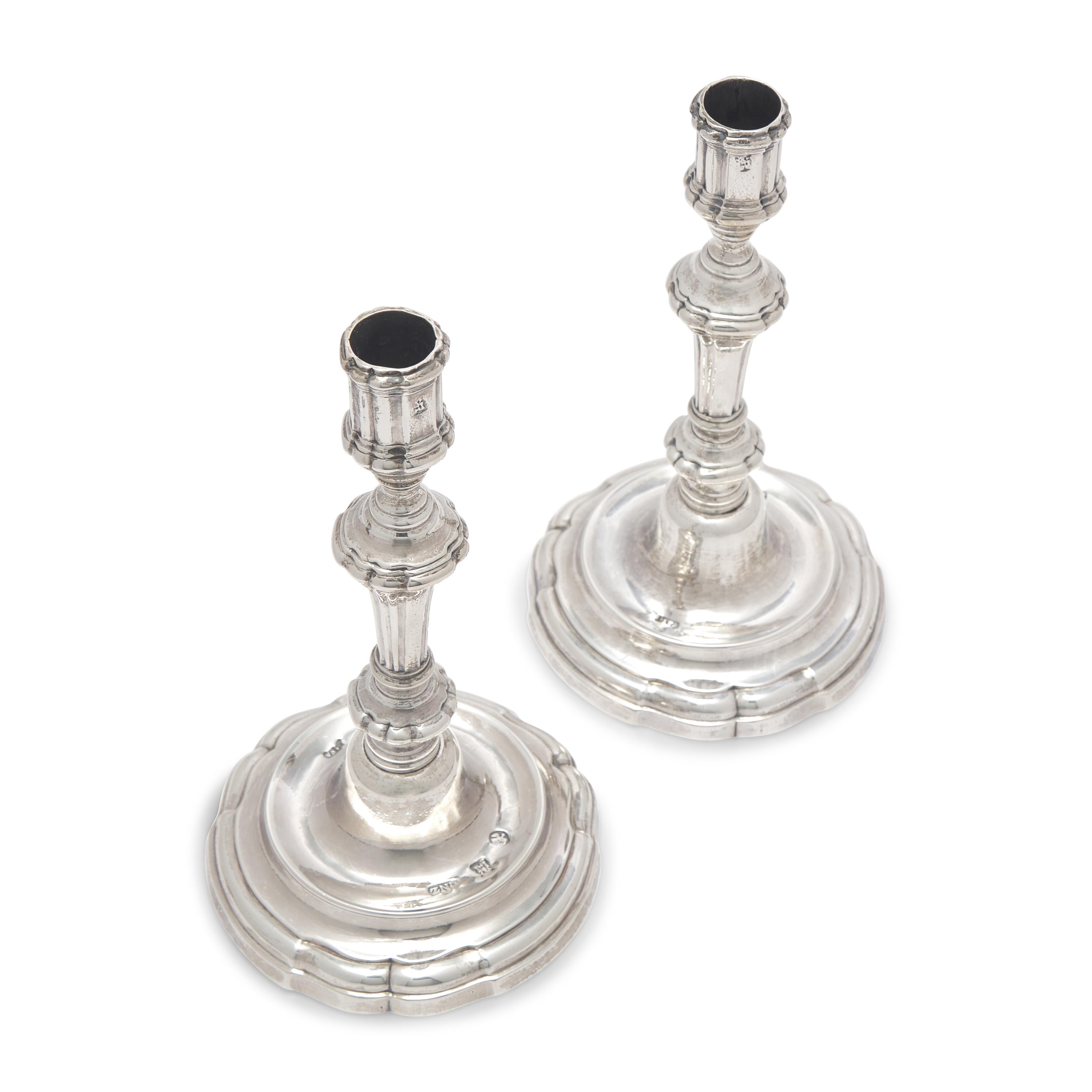 A Pair of Spanish Silver Candlesticks
