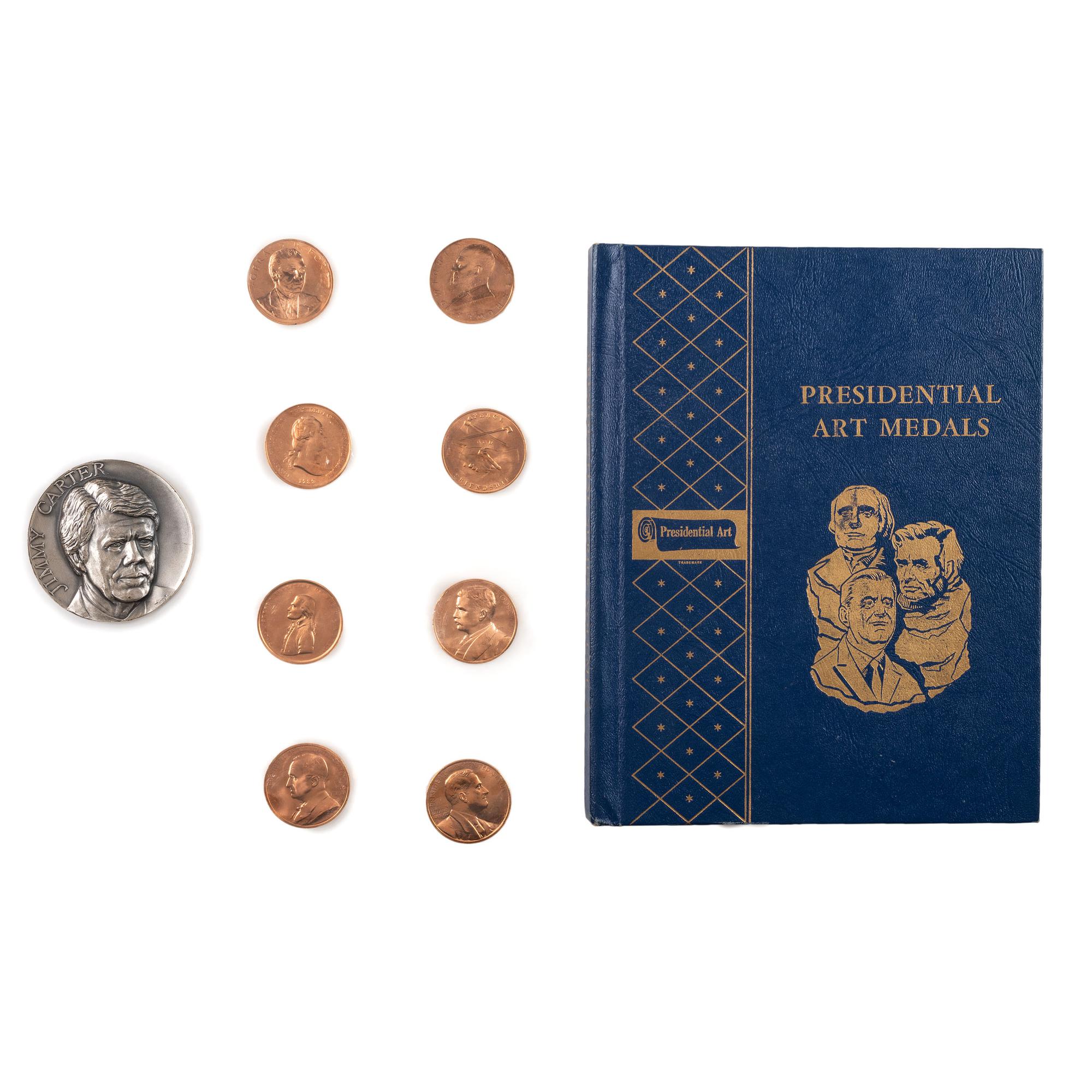 [EXONUMIA - PRESIDENTIAL MEDALS]. A group of medals including a Jimmy Carter Inauguration medal, Presidential Art Medals, and US Mint Presidential medals.