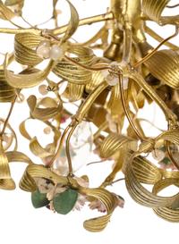 A Gilt Metal and Porcelain Three-Light Chandelier