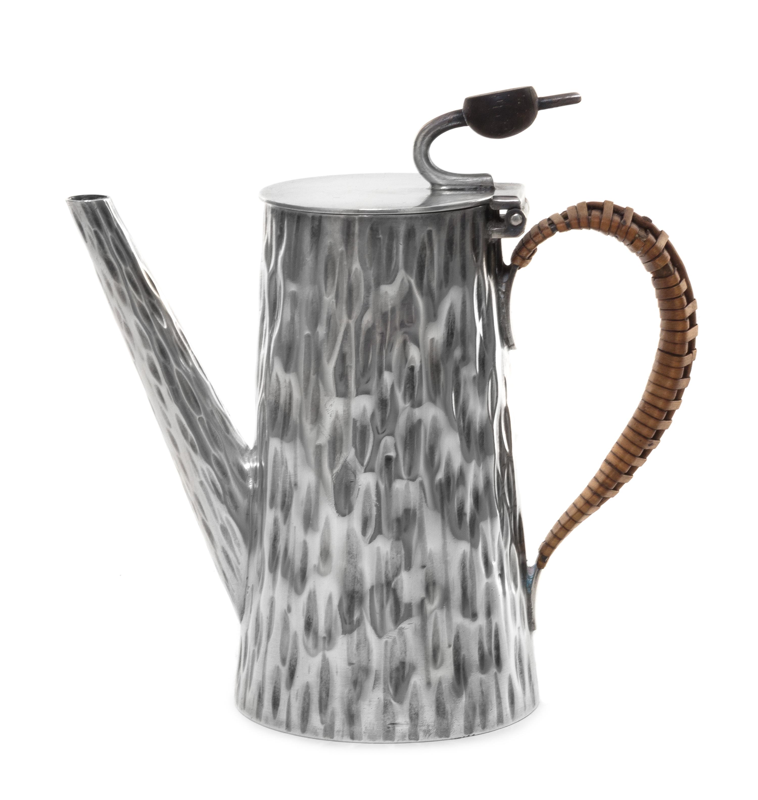 A Victorian Silver Espresso Pot, Heath & Middleton, London, 1892, having a coffee bean-form thumb piece, the body textured to look like