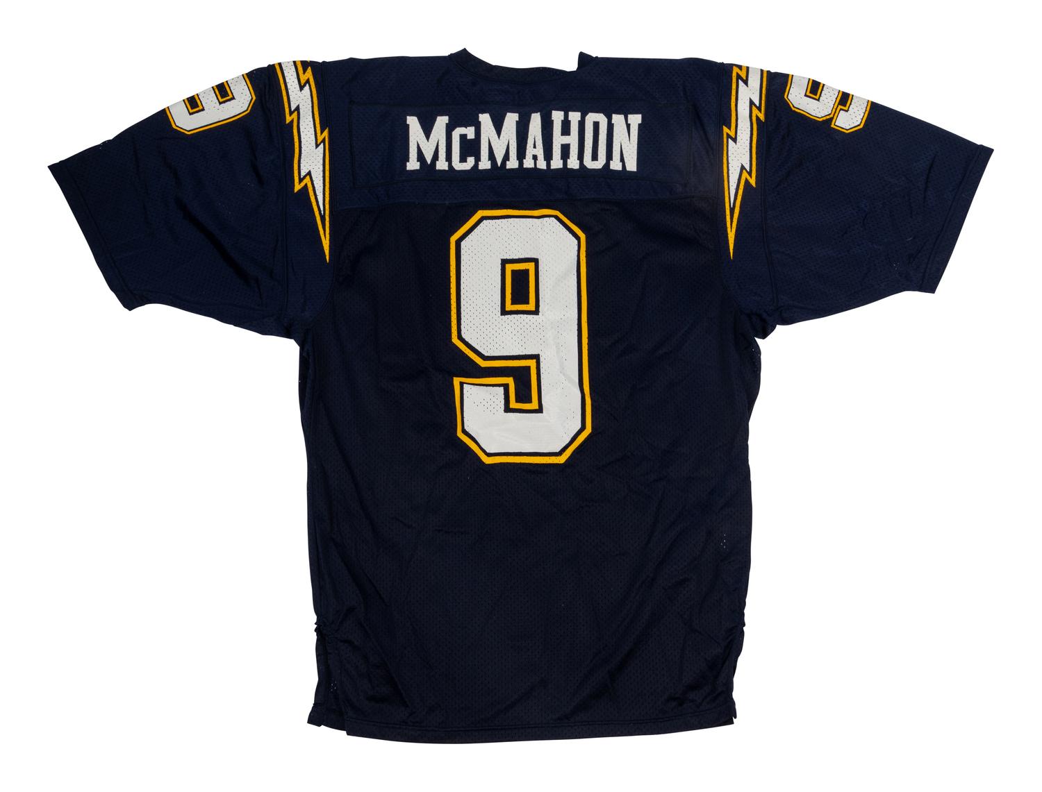 A Group of Three Vintage Jim McMahon San Diego Chargers Football Jerseys from The Collection of Sports Super Agent Steve Zucker,