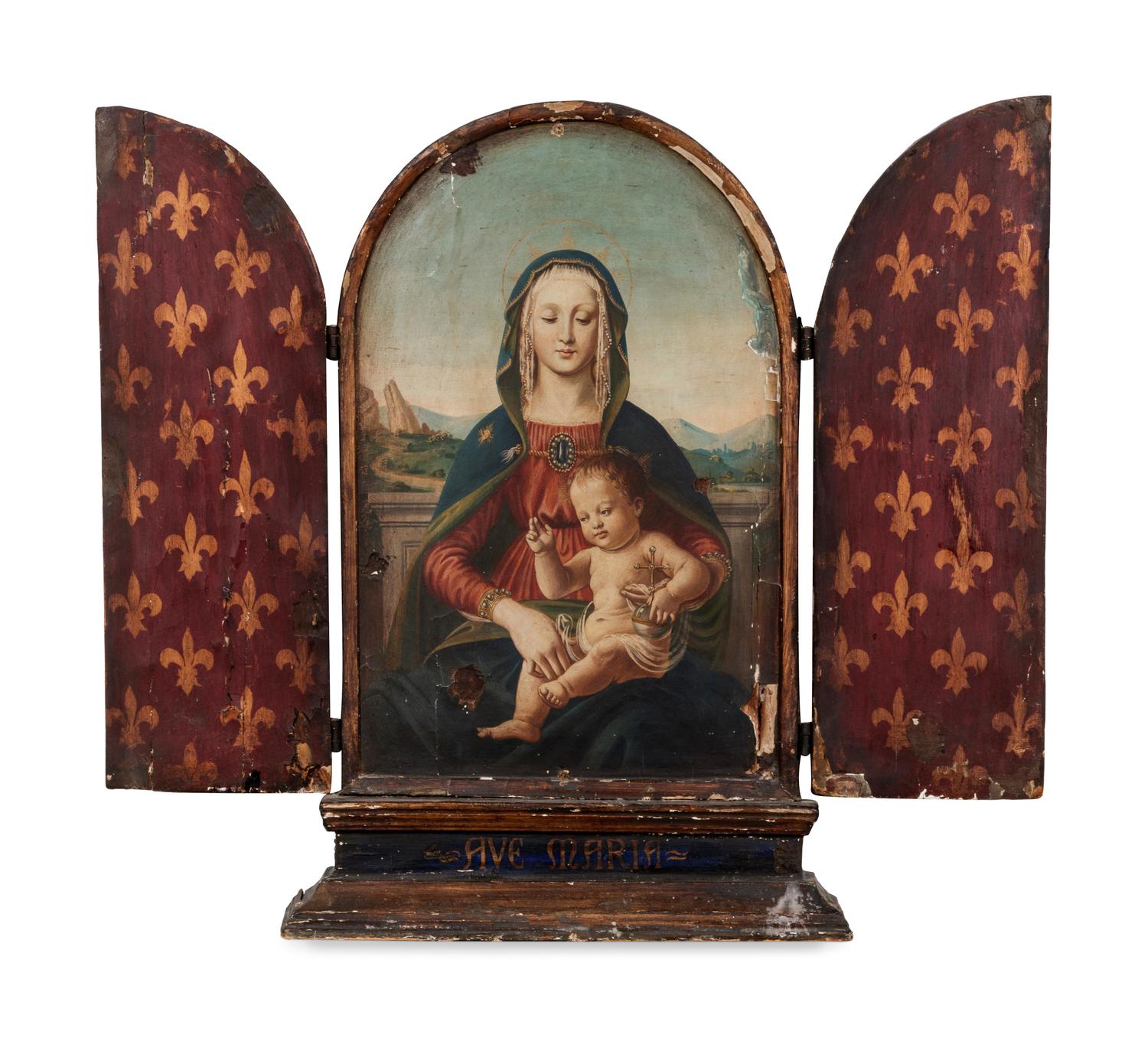 A French Painted and Parcel Gilt Shrine After Raphael