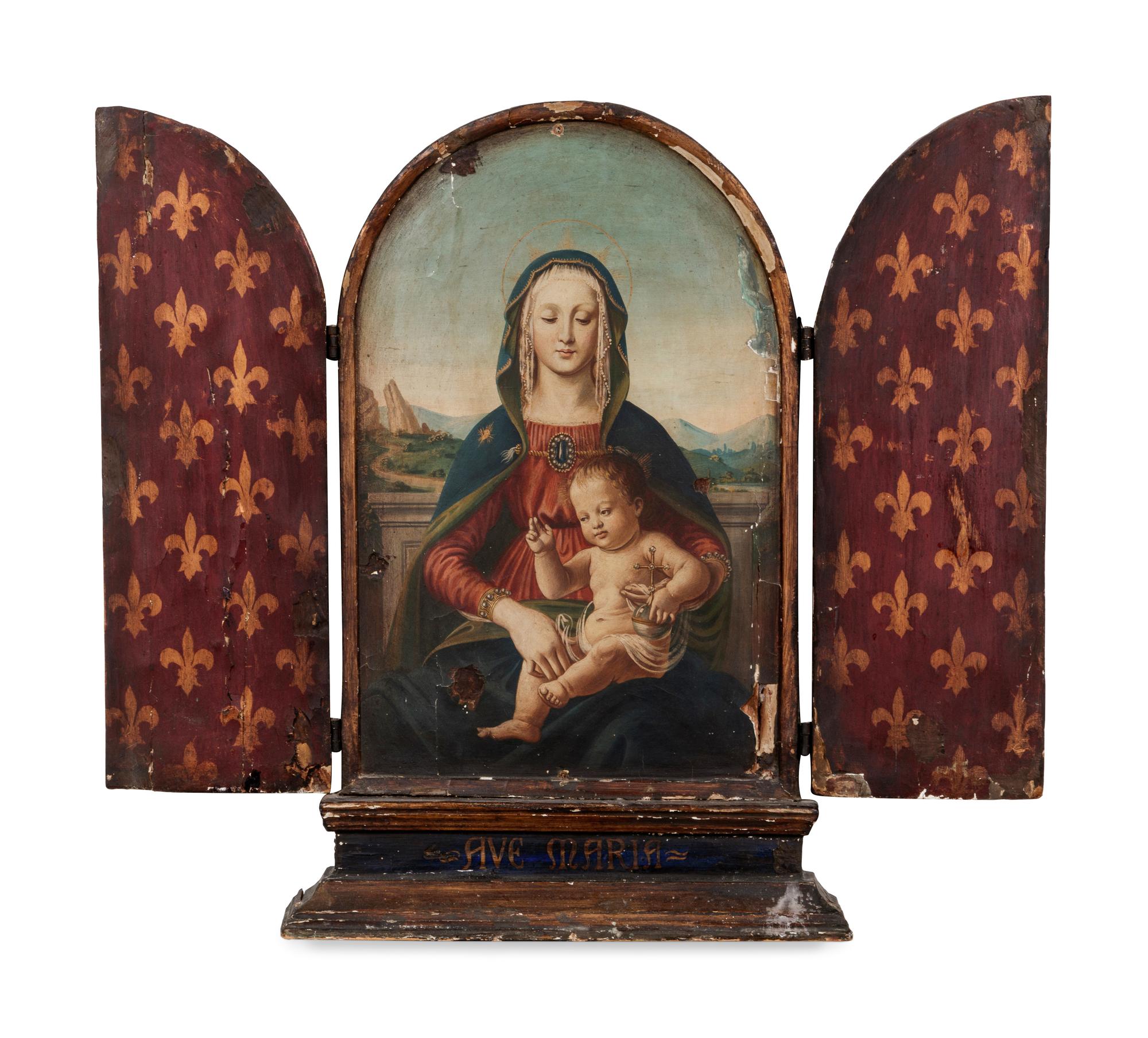 A French Painted and Parcel Gilt Shrine After Raphael