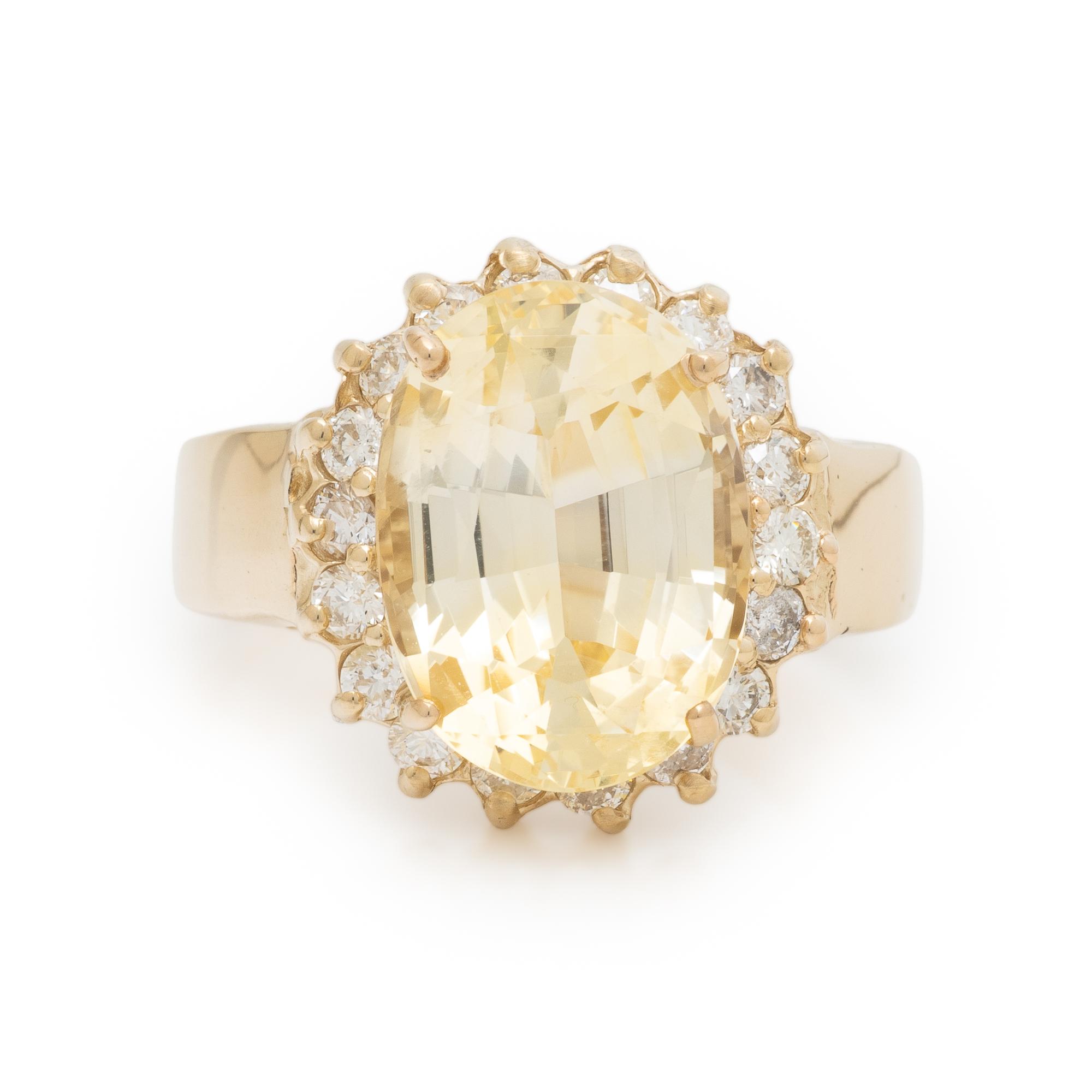Ceylon, Yellow Sapphire, Diamond, and Yellow Gold Ring