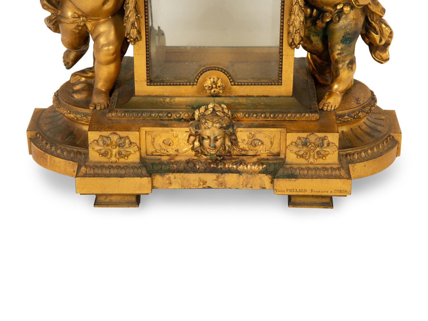 A Napoleon III Gilt Bronze Mantel Clock by Victor Paillard