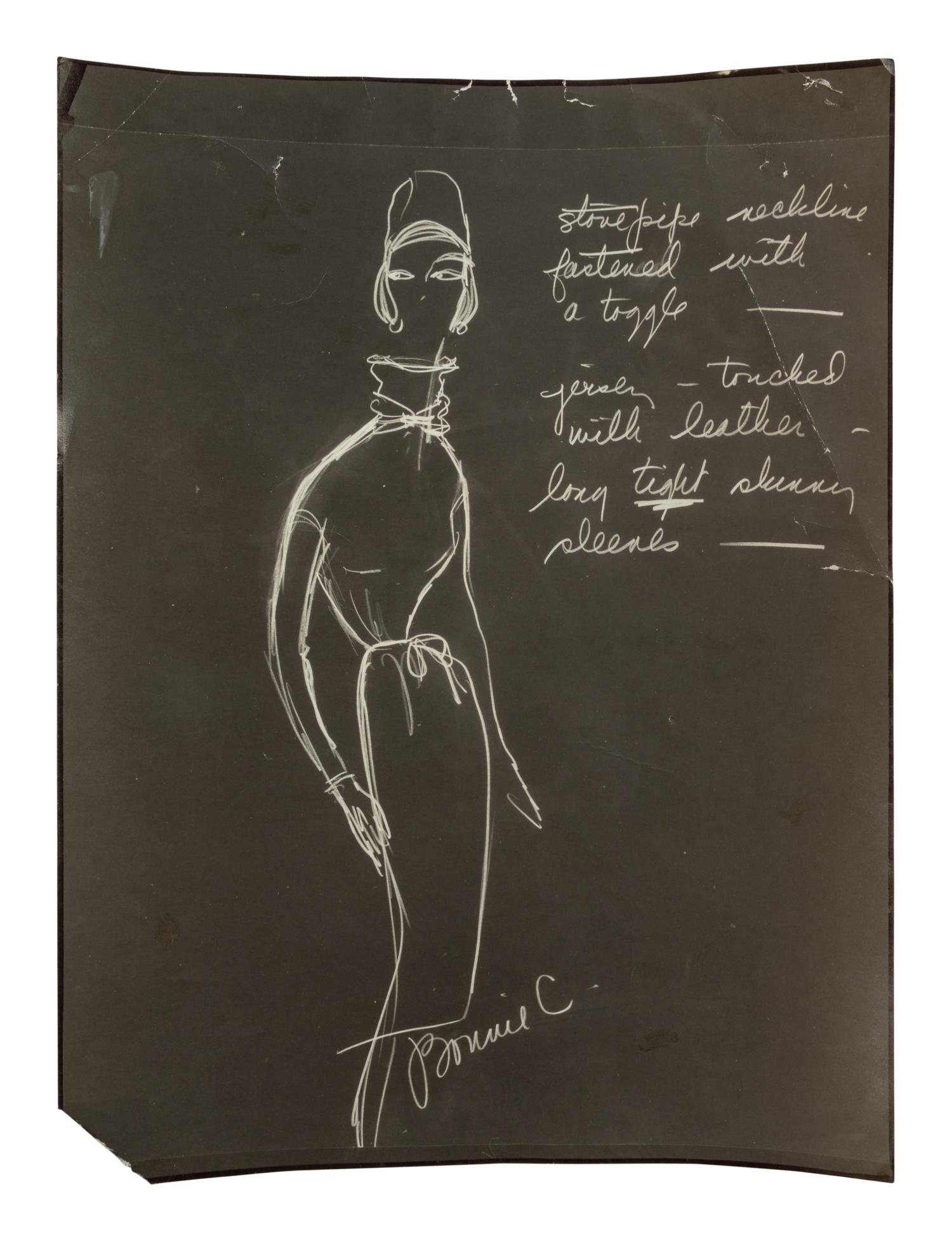 Bonnie Cashin Two Dresses, Belt, Pants, Two Sketches, Pattern, 1960s