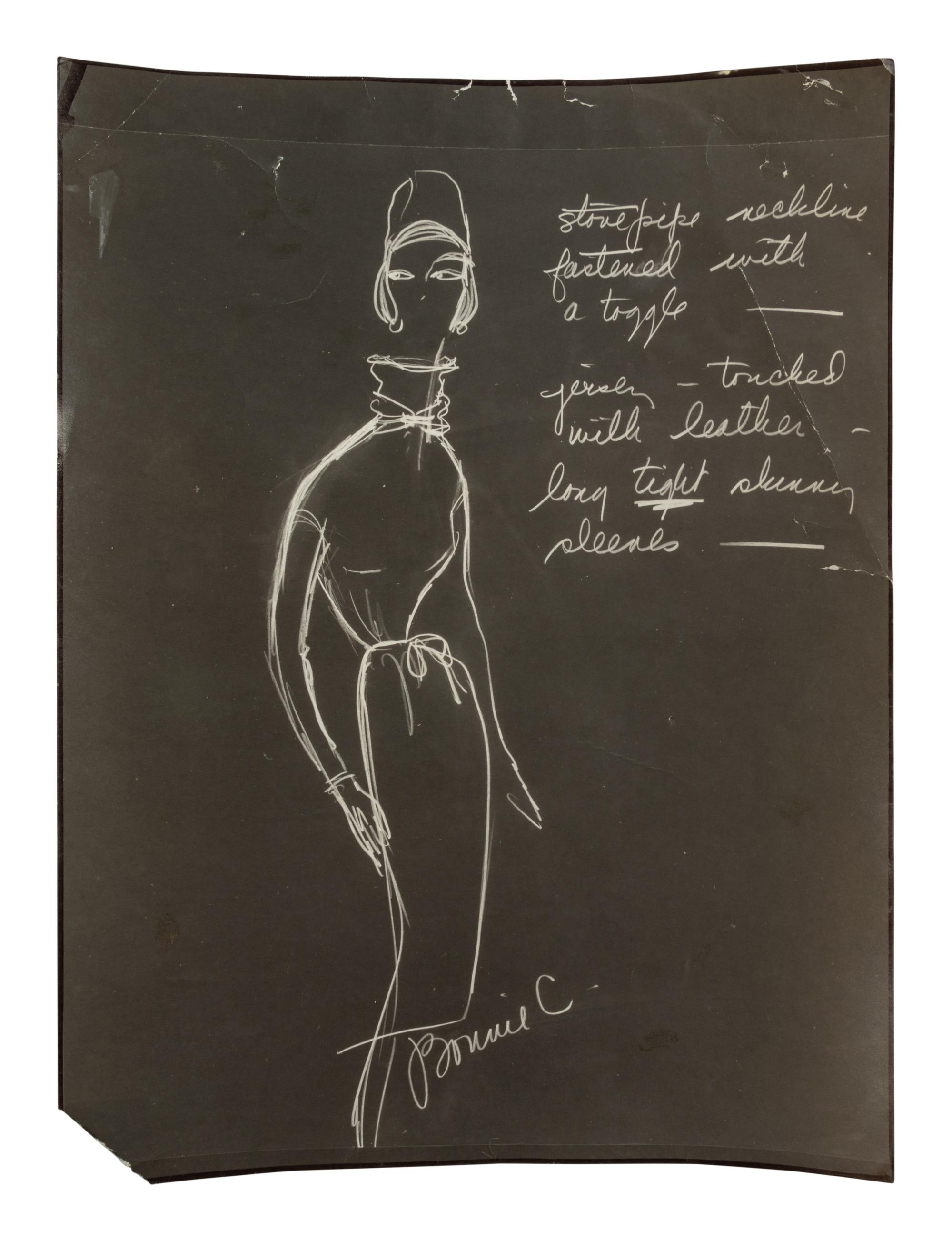 Bonnie Cashin Two Dresses, Belt, Pants, Two Sketches, Pattern, 1960s