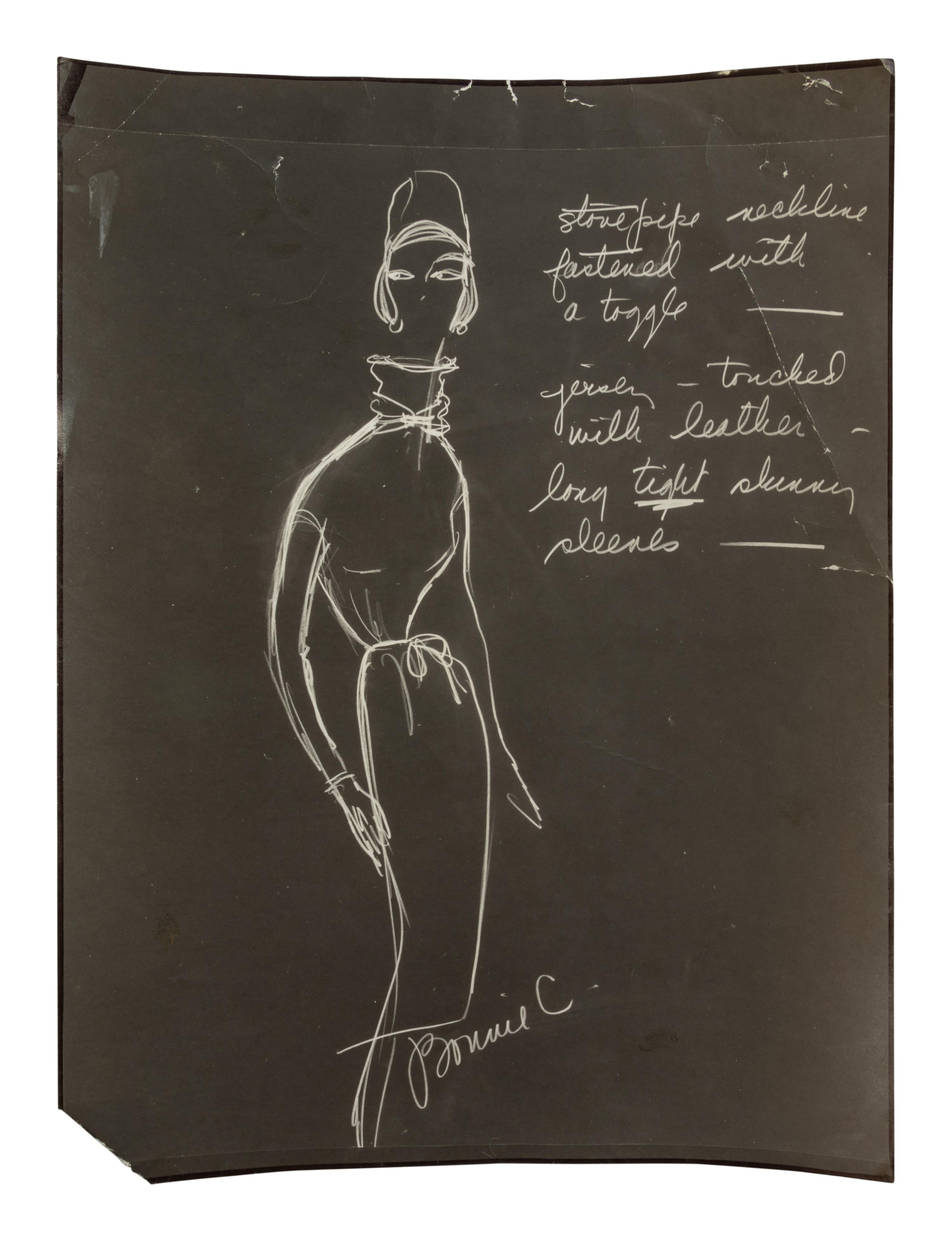 Bonnie Cashin Two Dresses, Belt, Pants, Two Sketches, Pattern, 1960s