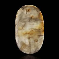 A Chinese carved jade oval plaque with a figure of Liu Hai in a landscape 松下童子白玉牌饰 18th / 19th century ???????