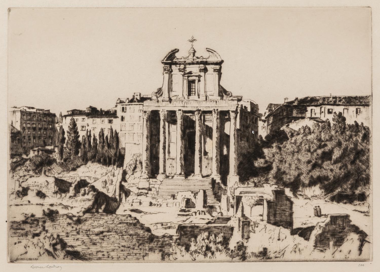 A Group of Six Works by Various Artists, , including Mediterranean Port by Joseph Gray, The Bassra Guard and San Lorenzo, Rome by Sir L