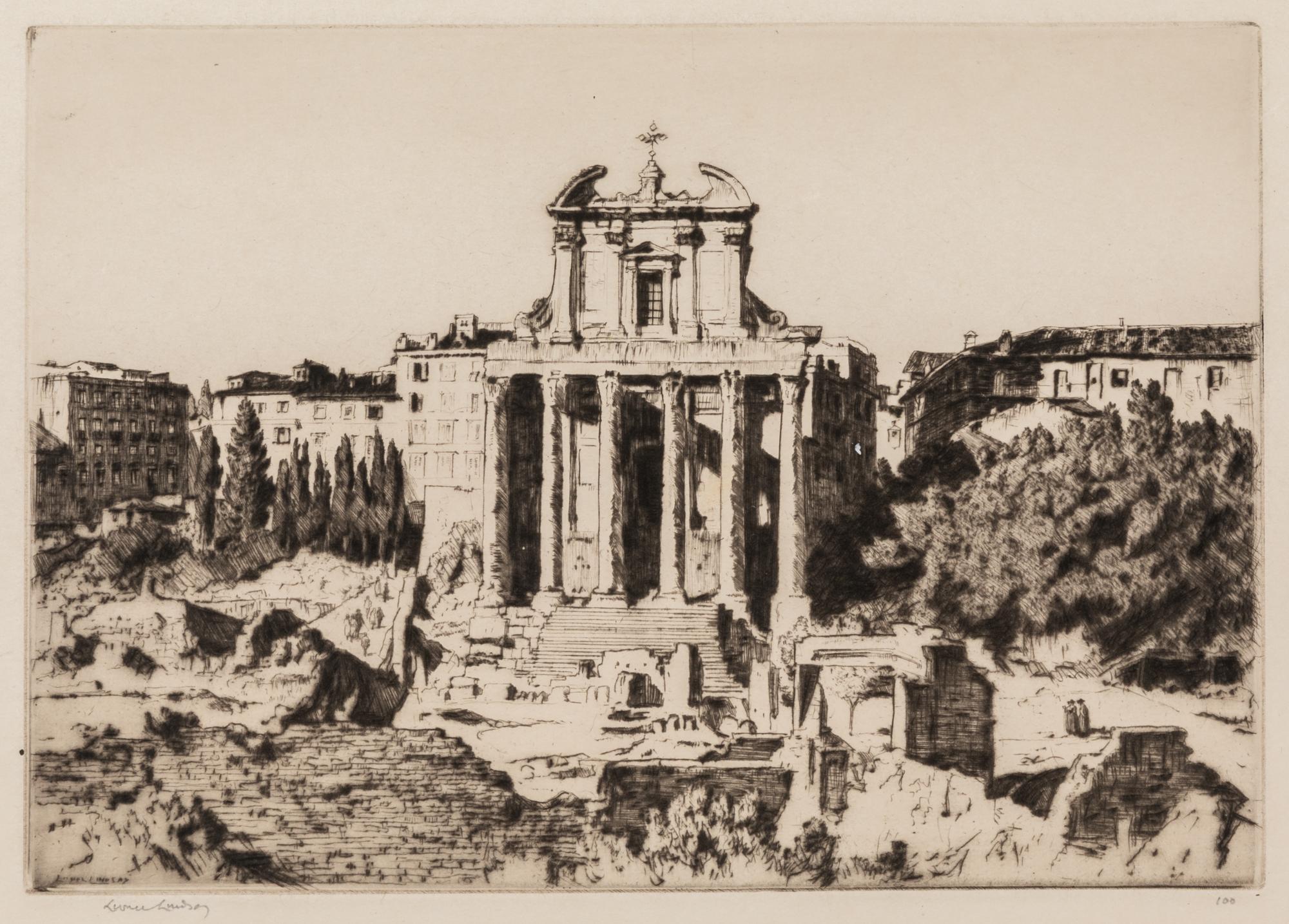 A Group of Six Works by Various Artists, , including Mediterranean Port by Joseph Gray, The Bassra Guard and San Lorenzo, Rome by Sir L