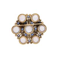 ARTS & CRAFTS, YELLOW GOLD, MOONSTONE, SAPPHIRE AND SEED PEARL BROOCH