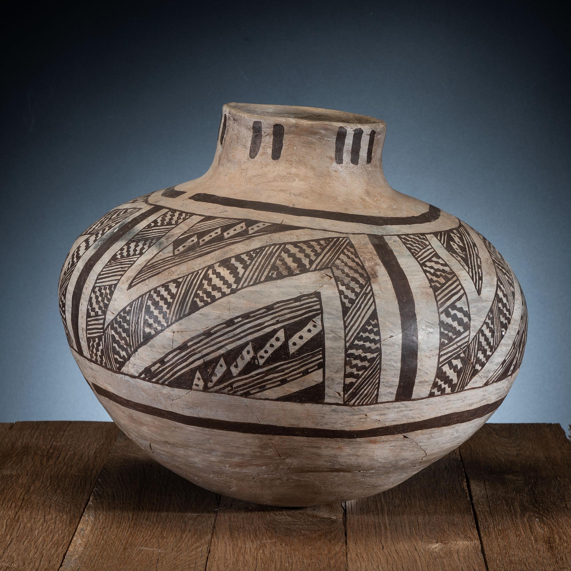 Anasazi Black-on-White Pottery Storage Jar