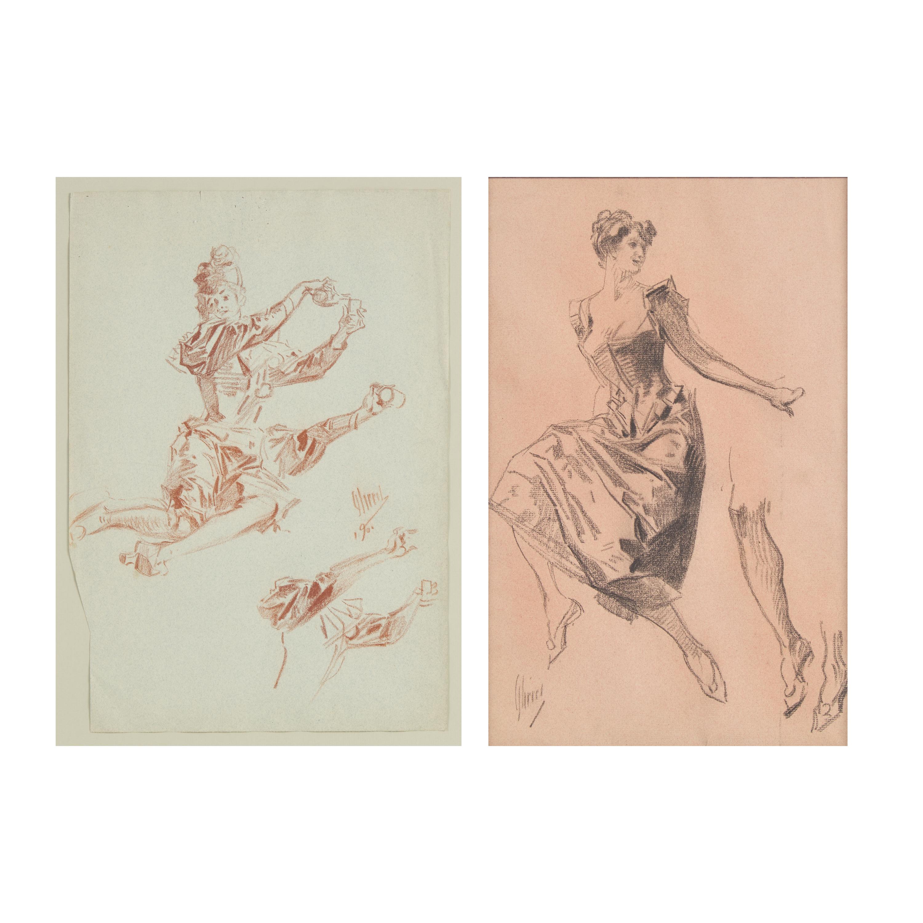 Jules Chéret (French, 1836–1932) — Seated Woman and Woman with Legs (Two Works)