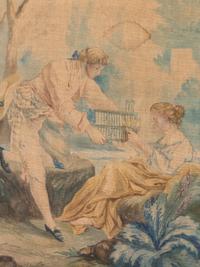A French Painted Canvas Four-Panel Floor Screen