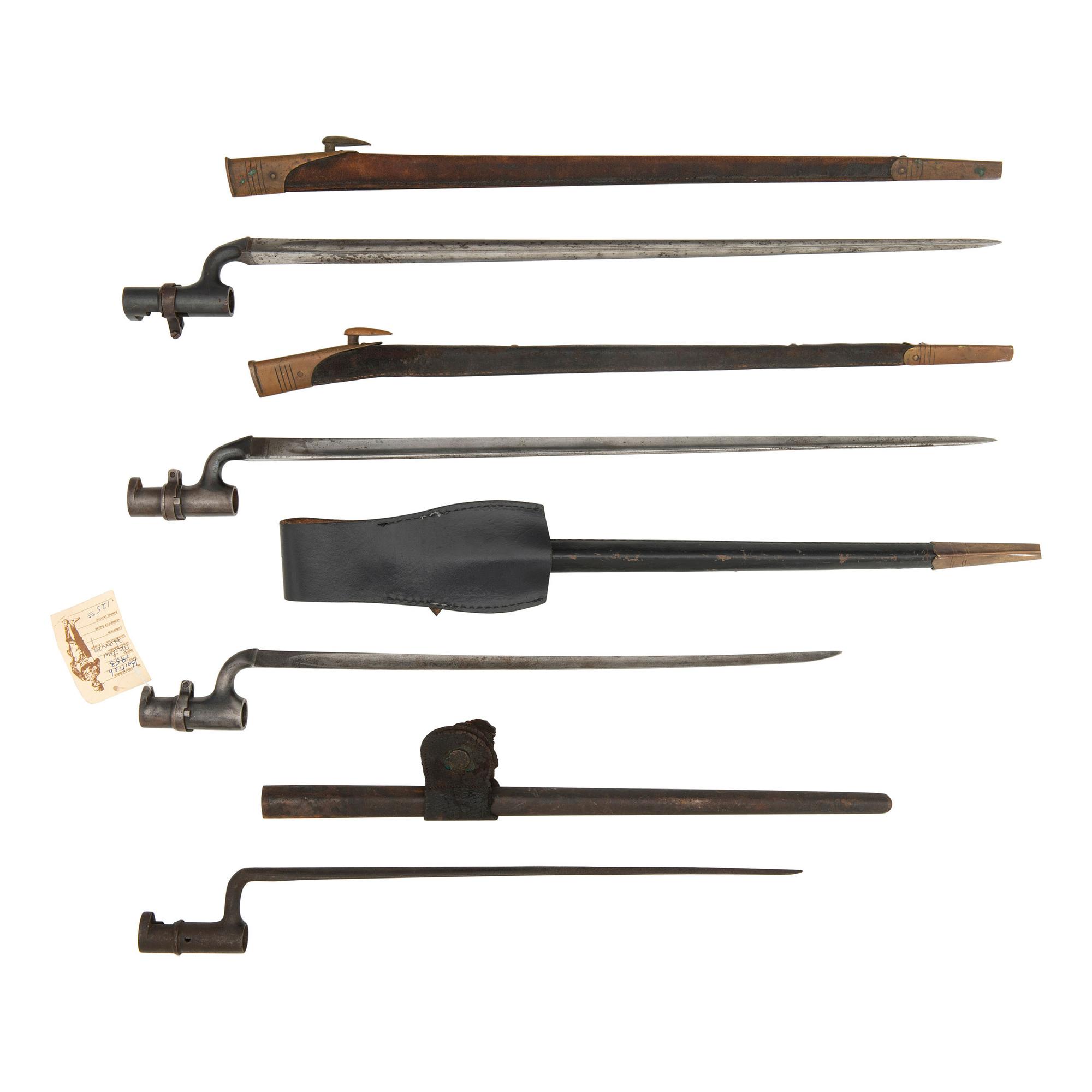 Lot of 4 Socket Bayonets Including: U.S. M1873, British M1853 and M1876