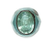 A Silver, Carved Aquamarine and Green Beryl Ring, Suzanne Belperron, 10.70 dwts.